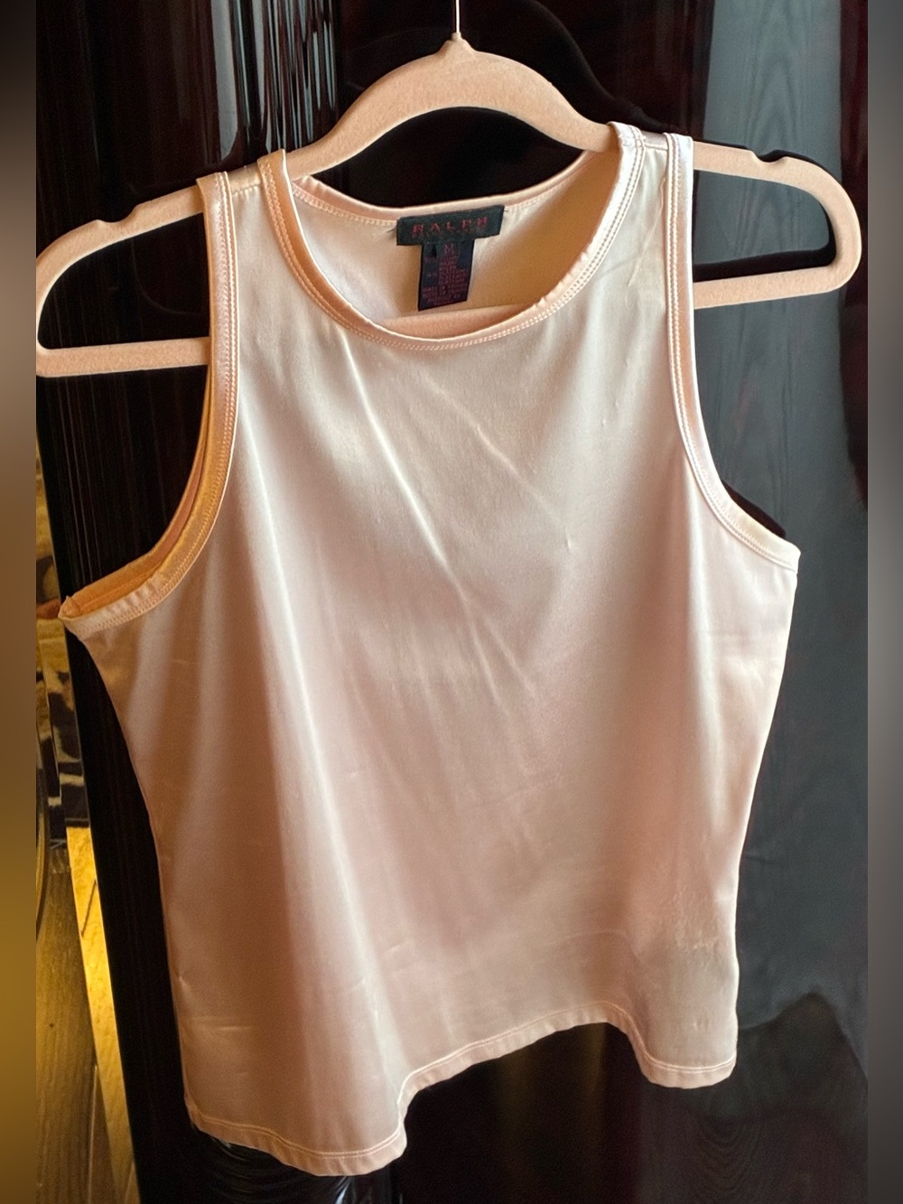 Y2K Ralph Lauren Pale Pink Satin-Look Tank Chemise